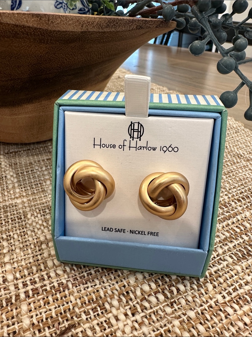 House of Harlow 1960 Matte Gold Twist Knot Earrings